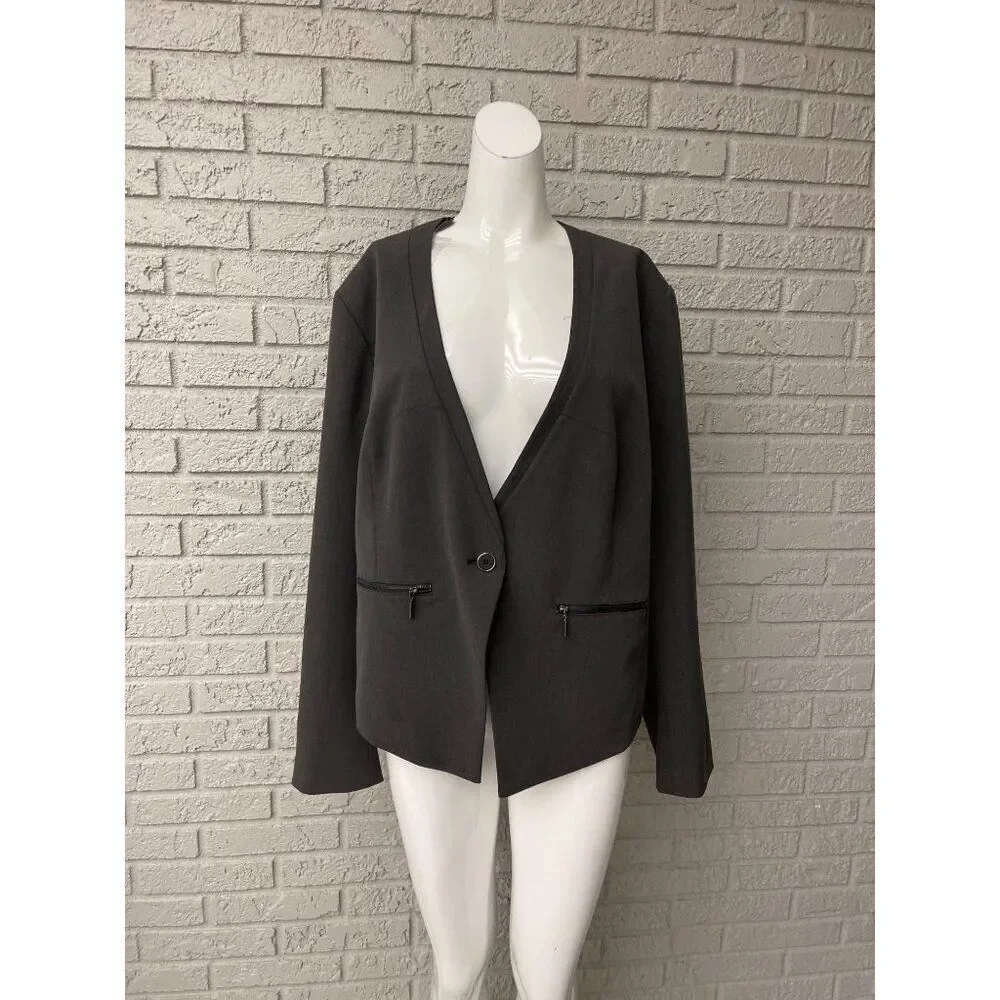Lane Bryant Women Black One Button Zipper Pocket Blazers NWT